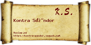 Kontra Sándor névjegykártya